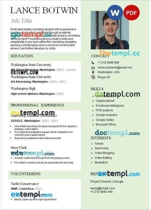 digital marketing resume Word and PDF download template