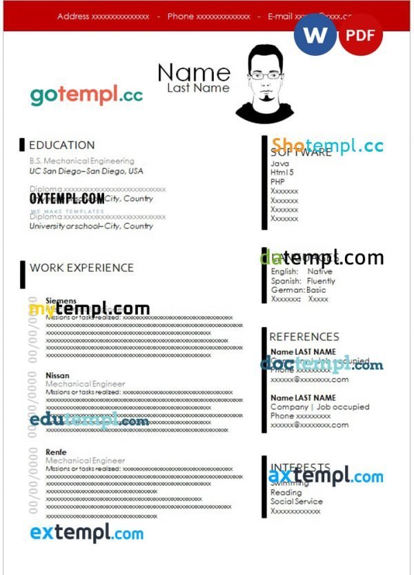 engineer modern resume Word and PDF download template