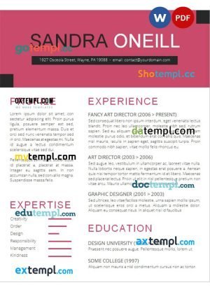 famous art director resume Word and PDF download template
