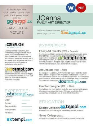 fancy art director resume Word and PDF download template