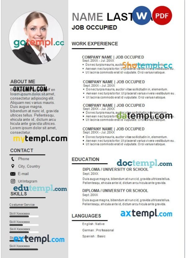 finance modern resume Word and PDF download template
