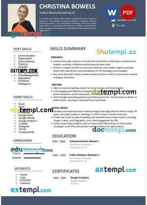 functional resume Word and PDF download template