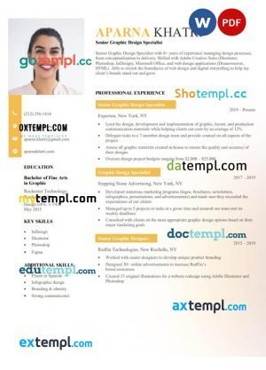 graphic design specialist resume Word and PDF download template