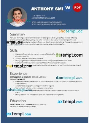 graphic designer creative resume Word and PDF download template