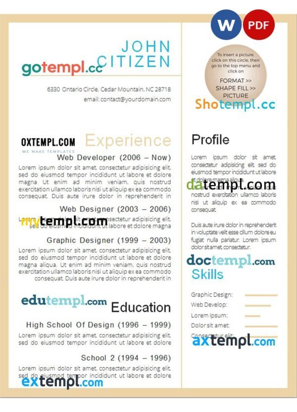 graphic designer resume Word and PDF download template