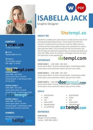 graphic designer stylish resume Word and PDF download template
