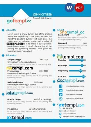 graphic & web designer resume Word and PDF download template