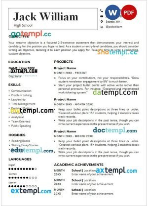 marketing manager resume Word and PDF download template