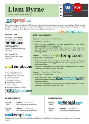 job new resume Word and PDF download template