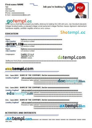 entrepreneur resume Word and PDF download template