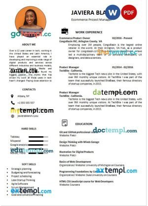 manager modern resume Word and PDF download template
