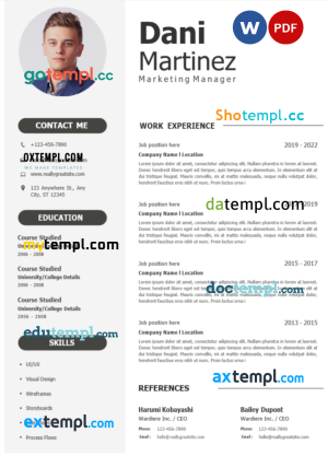 marketing manager new stylish resume Word and PDF download template