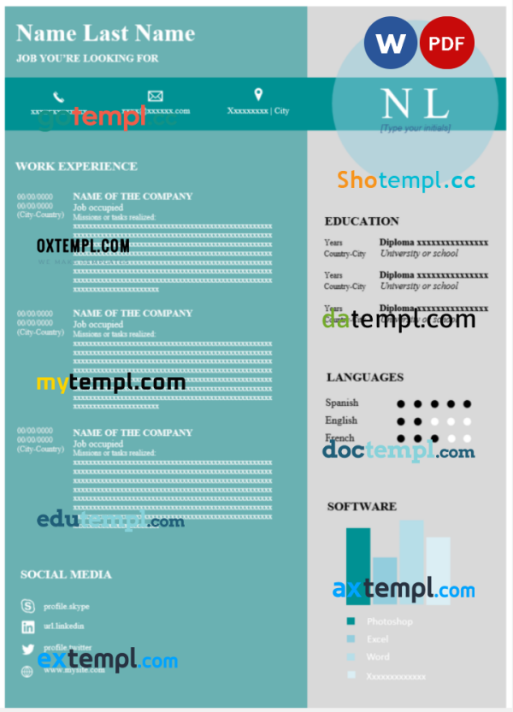 marketing resume Word and PDF download template