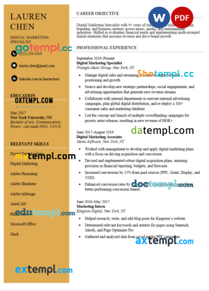 business development manager resume Word and PDF download template
