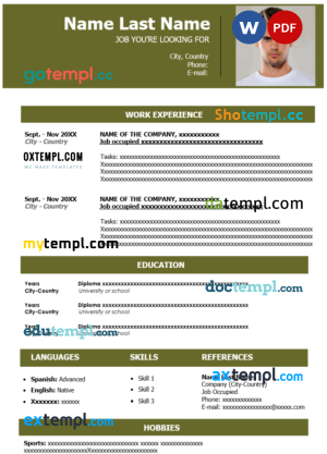 military resume Word and PDF download template