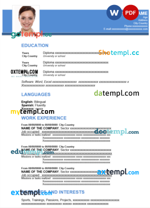 modern blue resume Word and PDF download template