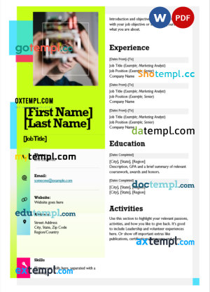 famous art director resume Word and PDF download template