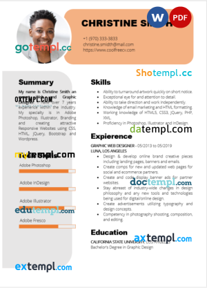 green simple resume Word and PDF download template