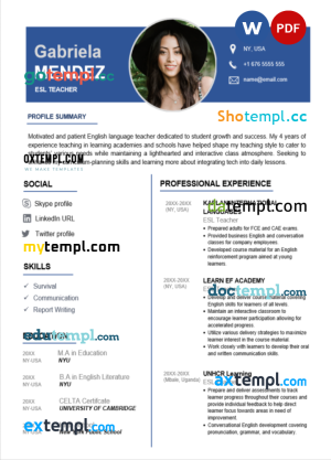 journalist resume Word and PDF download template