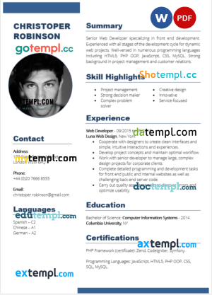junior animator resume Word and PDF download template