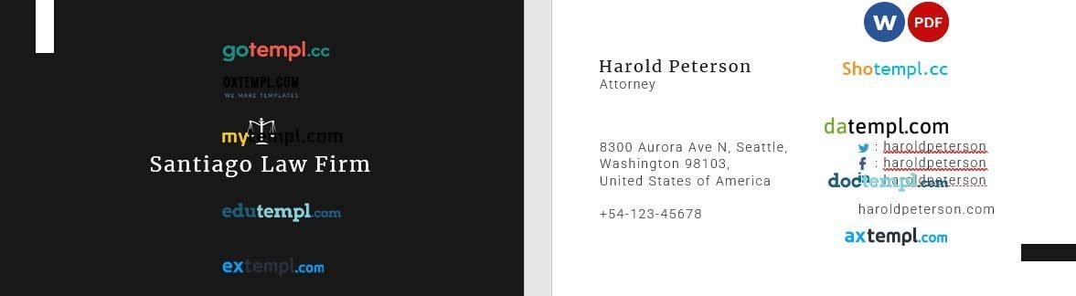 Attorney Business Card Template example, fully editable