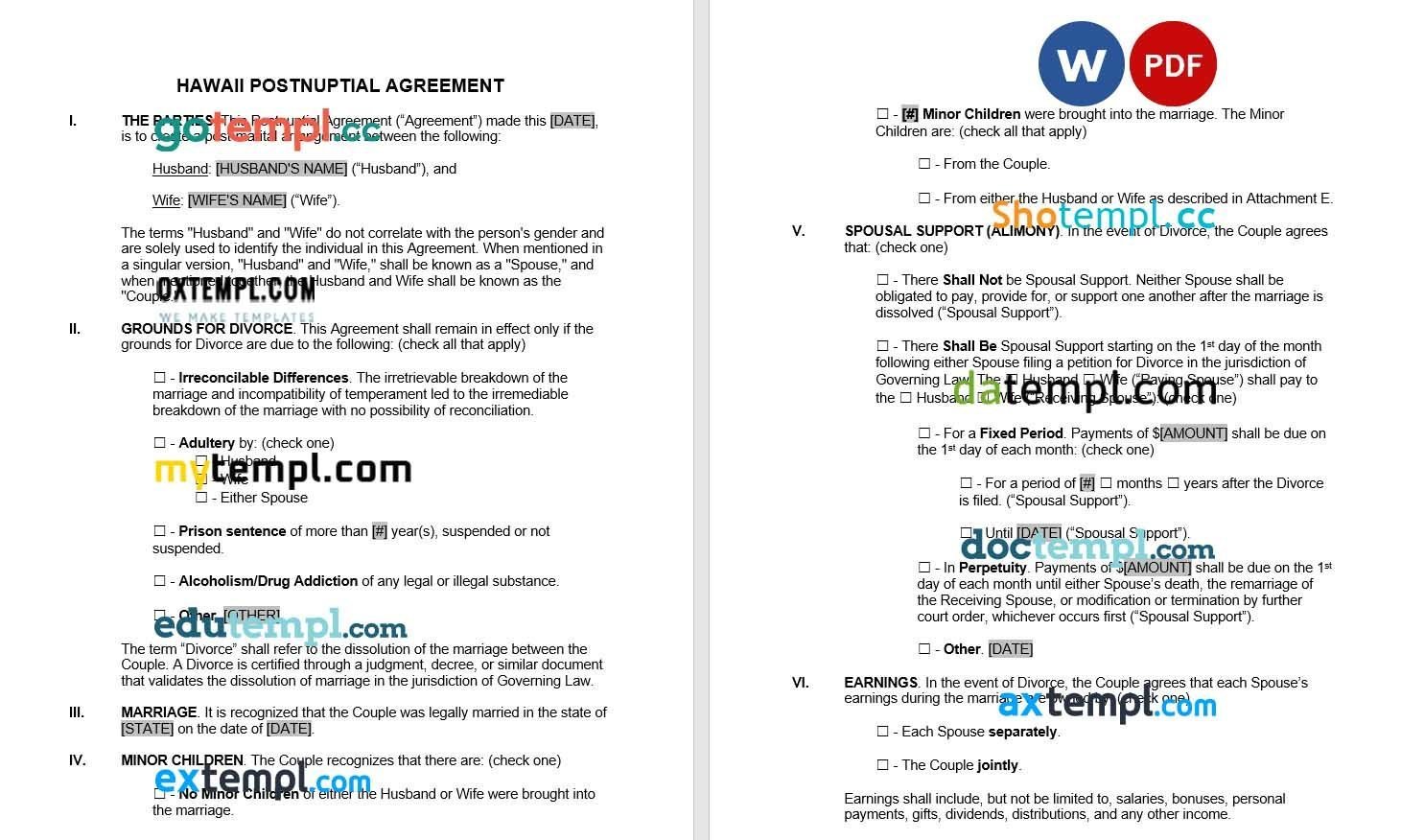 free marketing agreement template, Word and PDF format