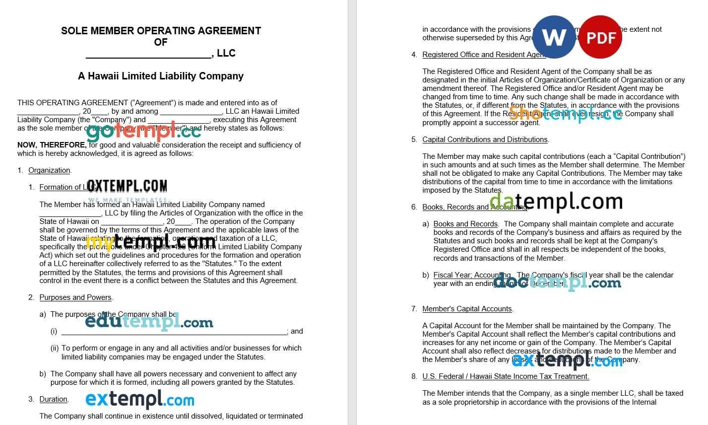 free property contract template, Word and PDF format