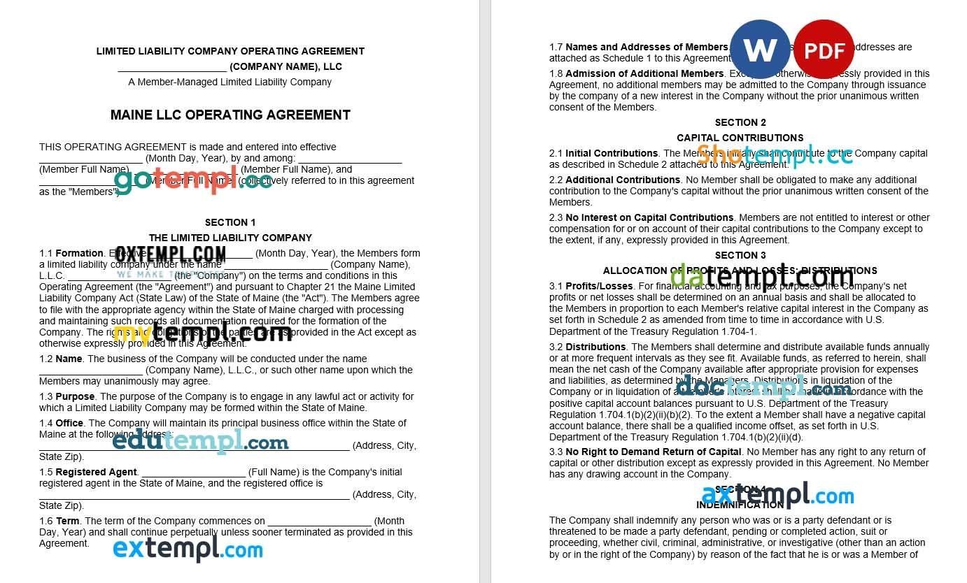 free business partnership contract template, Word and PDF format