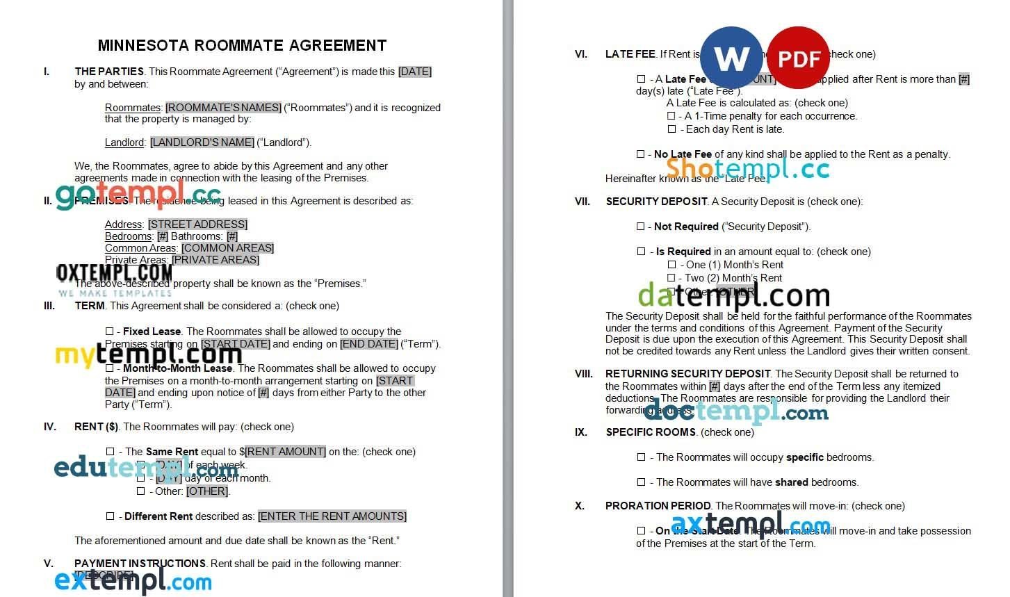 Maryland Sublease Agreement Word example, fully editable