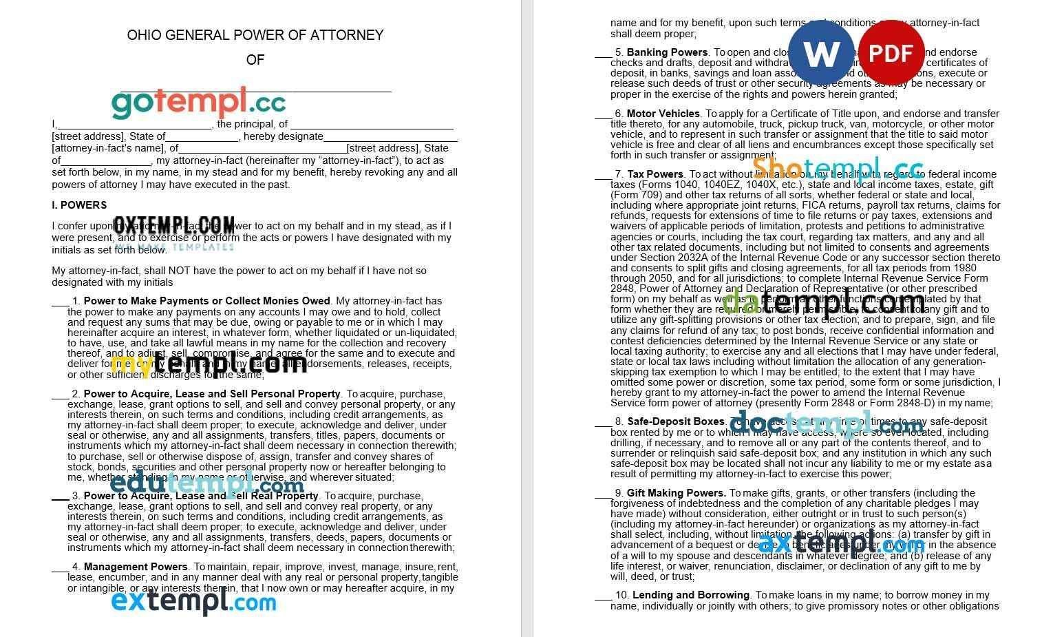 Ohio General Power of Attorney example, fully editable