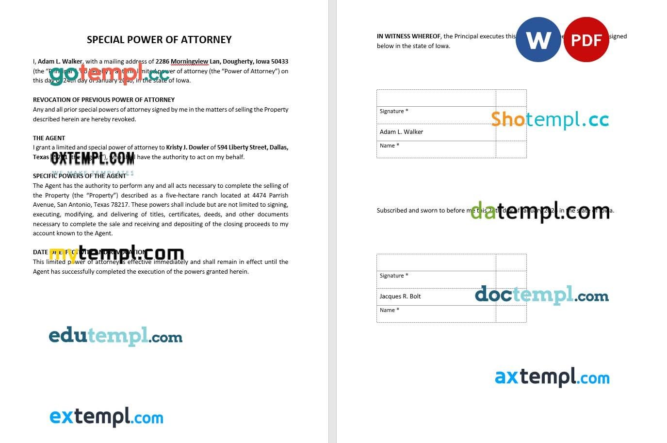 free customer contract agreement template, Word and PDF format