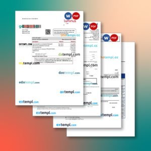 Belgium utility bill 4 templates in one record – with discount price