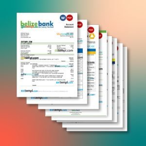 Belize bank statement 8 templates in one collection – with price cut