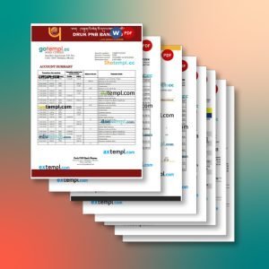 Bhutan bank statement 8 templates in one collection – with price cut