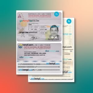Cabo Verde identity document 2 templates in one archive – with takeaway price