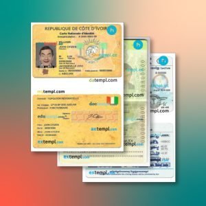 Cote D’Ivoire identity document 3 templates in one collection – with price cut