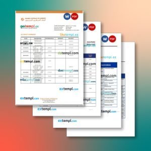 Djibouti bank statement 4 templates in one collection – with price cut
