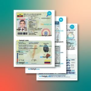 Ecuador identity document 3 templates in one file – with a sale price
