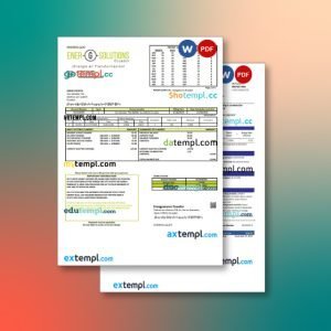 Kenya Power business utility bill, Word and PDF template