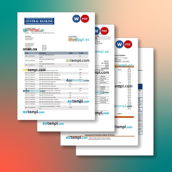 Templs Bank File.pdf Eritrea bank statement 4 templates in one file – with a sale price ...
