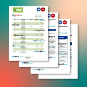 Fiji bank statement 4 templates in one collection – with price cut