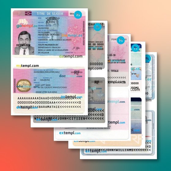 France ID card 5 templates in one archive – with takeaway price ...
