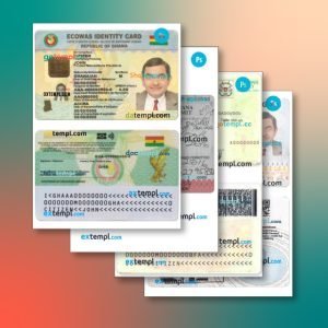 Ghana identity document 4 templates in one record – with discount price