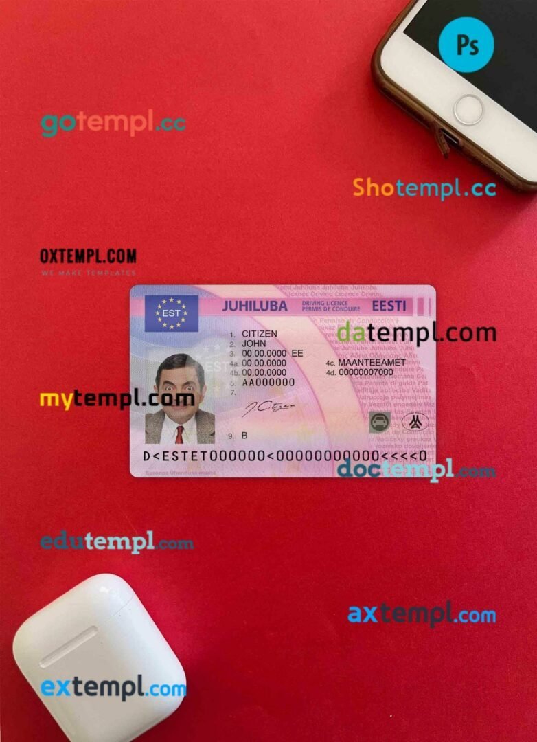 Angola driving license PSD files, scan look and photographed image, 2 in 1