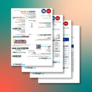 Israel utility bill 4 templates in one file – with a sale price