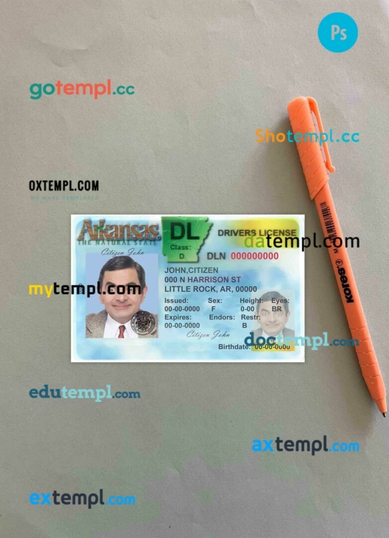 Canada British Columbia driving license editable PSD files, scan look and photo-realistic look, 2 in 1