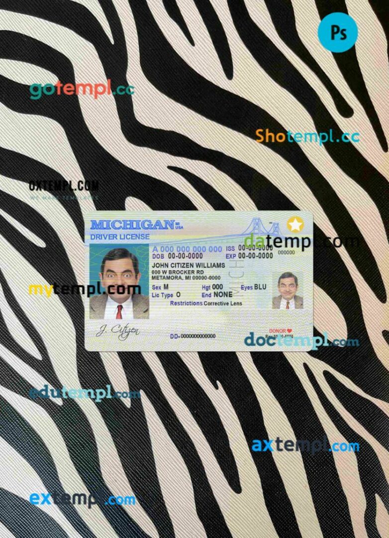 Iran driving license editable PSD files, scan look and photo-realistic look, 2 in 1