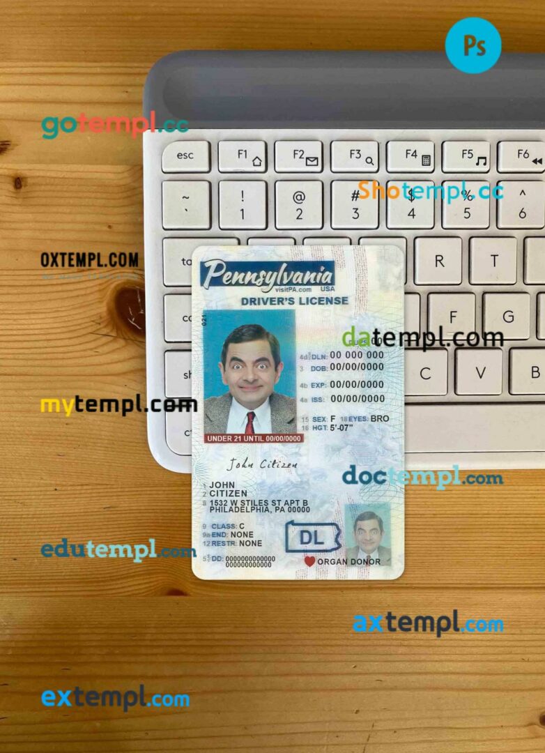 Jordan driving license PSD files, scan look and photographed image, 2 in 1