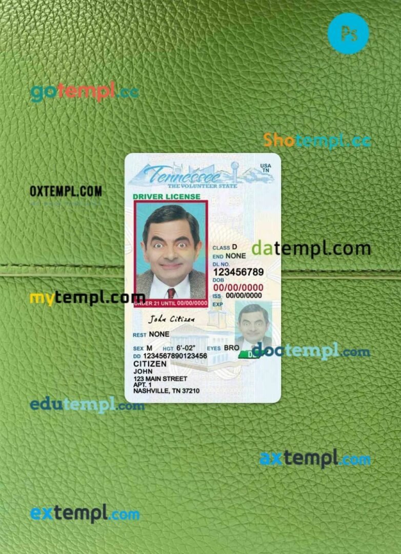 USA Virginia driving license editable PSD files, scan look and photo-realistic look, 2 in 1