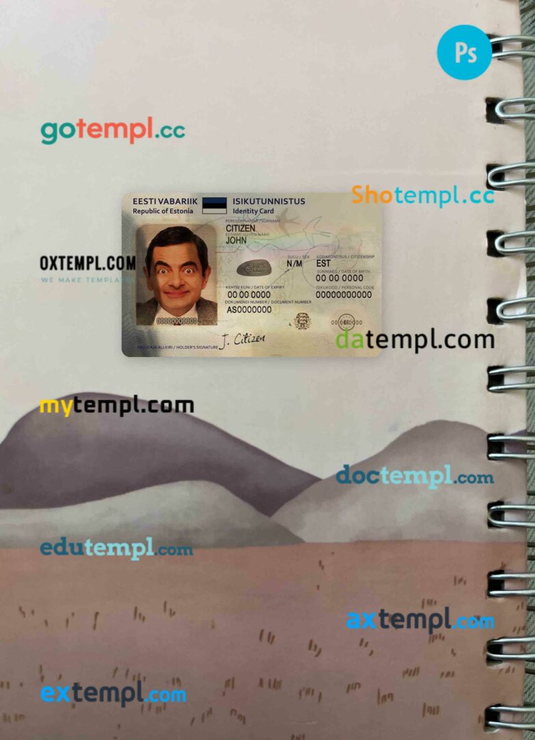 France new residence card editable PSDs, scan and photo-realistic snapshot, 2 in 1 (2019-present)